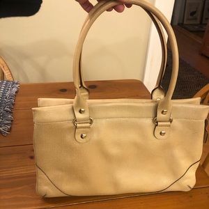 Champagne colored leather bag